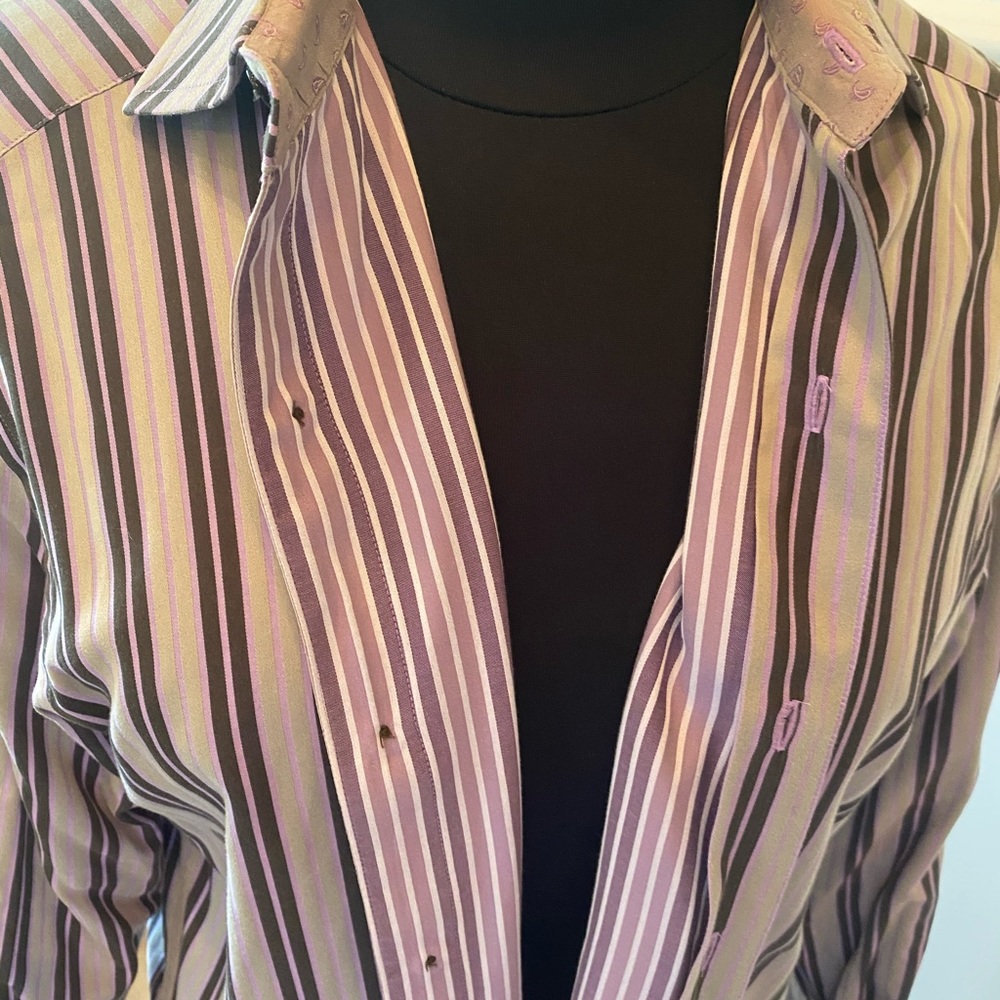 Robert Graham brown lavender pin stripe